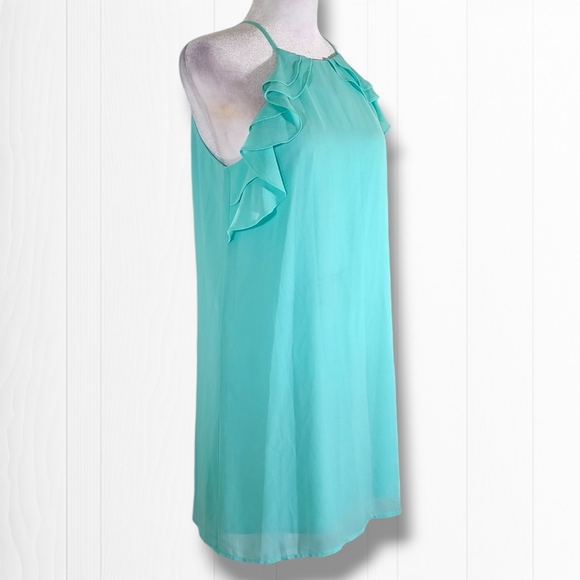 Naked Zebra Women's Mint Sheath Ruffle Halter Mini Dress Size Small - Picture 5 of 11